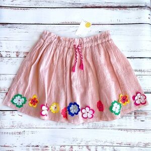 Mini Boden Dusty Pink floral appliqué Skirt